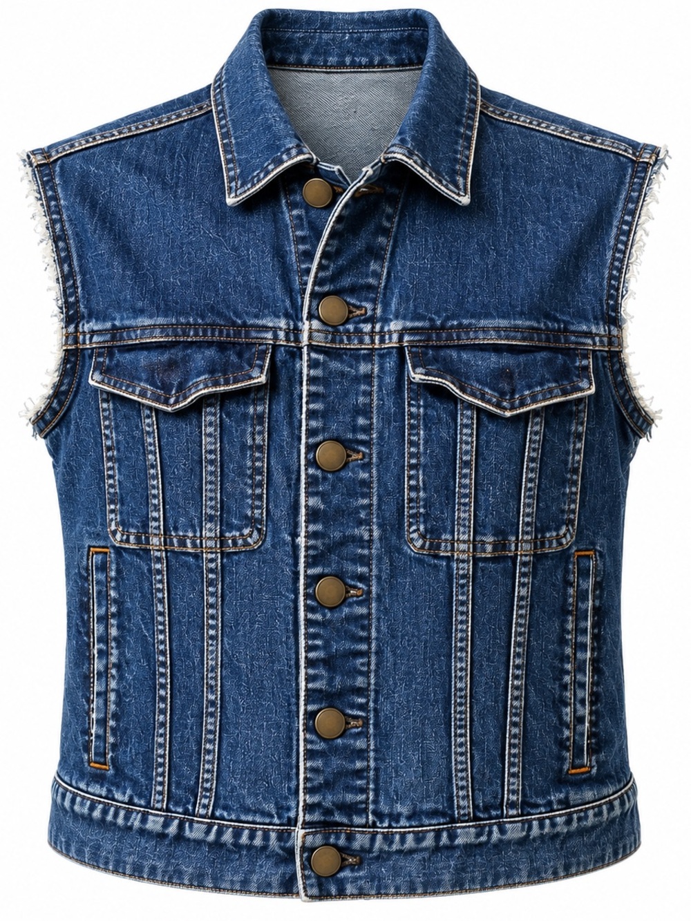 Theory Blue Denim Sleeveless Trucker Vest